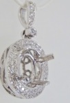 Oval Semi-Mount White Gold Diamond Pendant