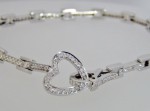 Diamond Link Bracelet with Diamond Heart Clasp