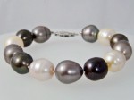 Black, Gray, & Cream Pearl Bracelet